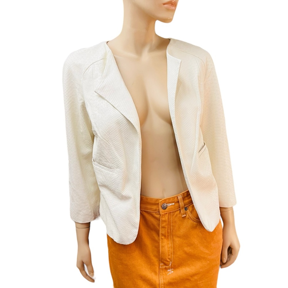 Robert Rodriguez 100% White Phyton Leather Jacket Size 8 Preowned Side Pockets - Picture 1 of 12